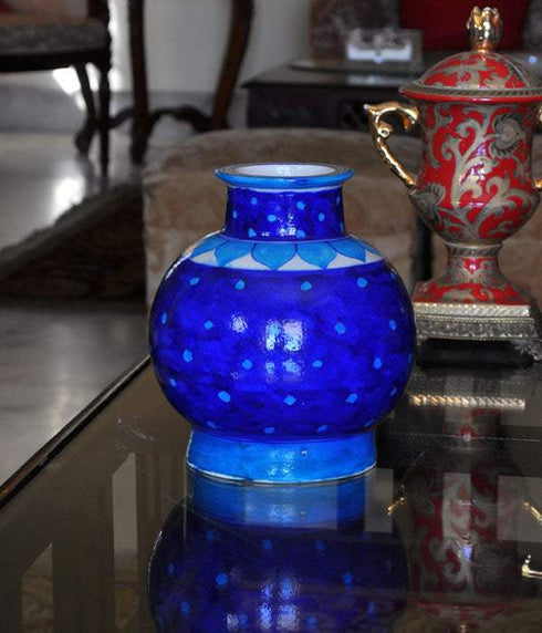 Turquoise Dots with Blue Base Table Lamp (Without Shade)